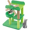 Arbre à Chat Multi-niveaux 60 cm COSTWAY, Moulin à Vent, Poteau à Gratter, Plateforme Ronde, Perchoir avec Baffles Anti-chute