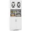Costway Colonne Salle De Bain Avec 4 Portes, 3 Compartiments Ouvertes,...