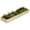 COSTWAY Carré Potager en Bois 228 x 62 x 25 cm, 2 Bacs à Fleurs et Sép...