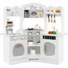 Costway Cuisine De Jeu D'angle En Bois Pour Enfants 3 Ans+, 18 Accesso...