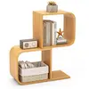 Goplus - Bibliothèque Géométrique en Bambou en Forme de 's' à 2 Niveaux avec Cubes Ouverts-Kits Anti-Basculement-61x23x6