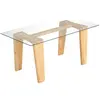 Costway Table Basse Rectangulaire En Verre Trempé, Pieds En Bois D'hév...