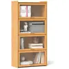 GOPLUS Bibliothèque en Bambou à 4 Etagères 69x34x140CM avec Portes en ...