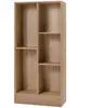 Bibliothèque à 3 Niveaux COSTWAY-50 x 24 x 1035 CM-5 Cases Ouverts de Rangement-Kit Anti-Basculement-Capacit Max 90 KG-Naturel