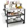 Chariot de Barbecue à Roulettes COSTWAY-Table Rabattable 104 x 30cm-Cr...