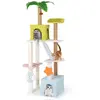 Arbre à Chat Multi-Niveaux 180 CM, COSTWAY, 2 Condos, Perchoir, Poteau...