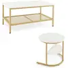 GOPLUS Lot de 2 tables basses gigognes or et blanc 46 x 80 x 41cm