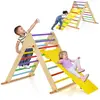 Goplus - 3 en 1 Triangle Montessori Pliable avec Toboggan, Rampe Parco...