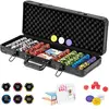 COSTWAY Mallette de Poker en Aluminium - 500 Jetons - 2 Jeux de Cartes...