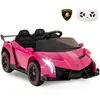 COSTWAY Lamborghini Voiture Électrique 12V/7 Ah pour Enfants, Télécommande 2.4 G, Portes Hydrauliques, LED, klaxon, MP3, USB, 3-8 Ans, Rose