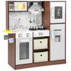 Cuisine Enfants - Costway - En Bois 3 Ans+, 14 Accessoires, Lumière & Effet Sonore Avec Vêtements Rose De Chef