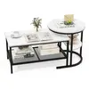 COSTWAY Lot de 2 Tables Basses Gigognes Scandinaves - Table d'Appoint ...