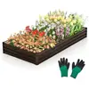 COSTWAY Carré Potager Rectangulaire en Métal - 240x120x30CM - Base Ouv...