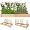 COSTWAY Carré Potager en Bois de Sapin - 222x114x110CM - 3 Treillis, B...
