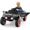 COSTWAY 12V Audi Voiture Électrique Enfants - Télécommande 2,4G - LED & Musique & Histoire - 2 Moteur, 3-6,5 km/h, 3 +Ans