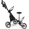 Costway Costway Chariot De Golf Pliable 3 Roues-4 Hauteurs Réglables-Siège Hydraulique-Porte-Parapl Réglable-Porte-Boisson-S