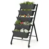 Costway Costway Jardinière Surélevée Sur Roulettes - 5 Bacs À Fleurs, ...