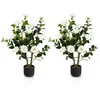 Camélias Artificiels - COSTWAY - Lot de 2 - Blanc - Intérieur - 95 cm