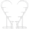 COSTWAY Lot de 2 Supports pour Plantes en Métal-Crochet, Étagère à Fleurs Porte Plantes en Forme de Demi-coeur - Salon, Balcon-Blanc
