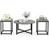 Ensemble de Tables Basses 3 Pièces - COSTWAY - Moderne - Gris et Noir