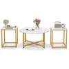 COSTWAY Ensemble de Tables Basses 3 Pièces, dont 1 Ronde&2 Carées, Cad...