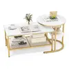 COSTWAY Lot de 2 Tables Basses Gigognes Scandinaves - Table d'Appoint ...