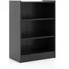 GIANTEX Meuble à casier à 3 niveaux-bibliothèque avec 2 étagères réglables-dispositif anti-basculement inclus-50x30x75 cm noir