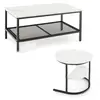 GOPLUS Lot de 2 tables basses gigognes blanc et noir 46x 80x 41cm