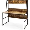 COSTWAY Bureau Industriel avec Bibliothèque de Rangement, 120 x 57 x 1...