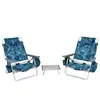 COSTWAY Ensemble 3 pcs de 2 Chaises de Camping Plage Pliante et Table Enroulable, Appui-tête, Dossier Réglable à 5 Positions