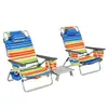 COSTWAY Ensemble 3 pcs de 2 Chaises de Camping Plage Pliante et Table Enroulable, Appui-tête, Dossier Réglable à 5 Positions, Jaune