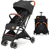 GOPLUS Poussette bébé pliable avec double verrou et pare-soleil inclinable, dossier réglable et sangle de sécurité à 5 points, panier de rangement, convient pour bébés de 0-3 ans(noir)
