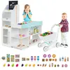 DREAMADE Jeu de Supermarché Marchande Enfants avec 39 Accessoires, Cha...