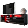 TENDANCE PERSO Dusine - meuble tv massimo 200 cm Noir Mat et portes Noir Laquées led rgb