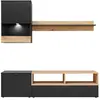 Dusine Meuble TV Nano - Noir mat et bois Artisana - 175 cm - 2 portes