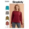 Patron Simplicity 9385 - Hauts en tricot pour femme avec variations de...