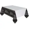 Amscan Nappe en Plastique - Happy Birthday - Argent / Noir - 137 x 259 cm - Motifs variés