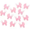 12 poussettes roses en plastique 4x3,5cm