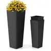 CostwayEnsemble de Pots à Plantes en Rotin Lot de 2 Grands Jardinières...