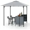 CostwayTonnelle de Bar de Patio en 3 Pièces 245x245CM avec 2 Tabourets...