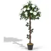 CostwayPlante Artificielle de 120cm en Pot Fausse Rosier à Fleurs avec...