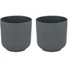 CostwayLot de 2 Jardinières Rondes en Plastique 32cm à Rayures avec Sy...