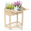 CostwayGiantex Lit de Jardin Surélevé en Bois avec Pieds Tablette Laté...
