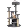 CostwayArbre à Chat Multi-Niveaux avec Condo Perchoir Rembourré Poteau...