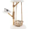 CostwayArbre à Chat avec Balançoire Hamac Branches en Bois Véritable P...