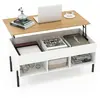 CostwayTable Basse Plateau Relevable avec 3 Compartiments et Rangement...