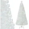 CostwaySapin de Noël Artificiel à Fibre Optique Pré-Éclairé 210cm Blan...