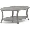 CostwayTable Basse Ovale à 2 Niveaux avec Étagère de Rangement Table B...