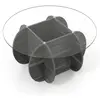 CostwayTable Basse Ronde de 89cm Table d'Appoint avec Plateau en Verre...