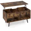 CostwayTable Basse Relevable avec 2 Compartiments et Rangement Caché T...